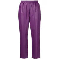 arma pantalon droit en cuir à taille élastiquée - violet