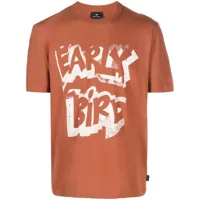 ps paul smith t-shirt en coton à slogan imprimé - marron