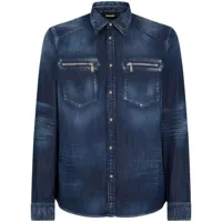 dsquared2 chemise en jean à poche zippée - bleu