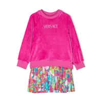 versace kids robe plissée à fleurs - rose