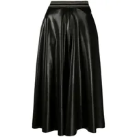 mes demoiselles jupe buzzer en cuir artificiel à design plissé - noir
