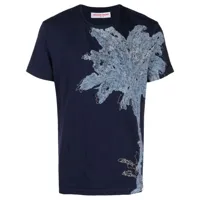 orlebar brown t-shirt à imprimé palmier - bleu