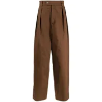 amiri pantalon droit en coton à détails plissés - marron