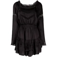 loveshackfancy robe courte sanaya à détails de dentelle - noir