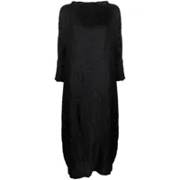 daniela gregis robe mi-longue en soie à effet froissé - noir