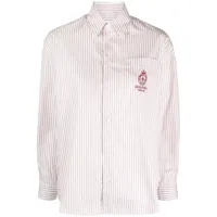 sporty & rich chemise rayée en coton à logo brodé - blanc