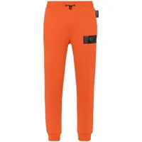 plein sport pantalon de jogging à logo appliqué - orange