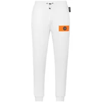 plein sport pantalon de jogging en coton biologique à logo imprimé - blanc