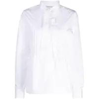 maison kitsuné chemise en coton à col lavallière - blanc