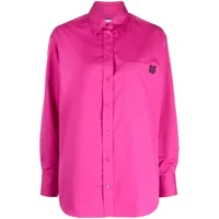 maison kitsuné chemise en coton à patch logo - rose