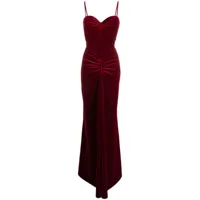 chiara boni la petite robe robe longue malik en velours à fronces - rouge