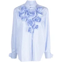 viktor & rolf chemise rayée à fleurs appliquées - bleu