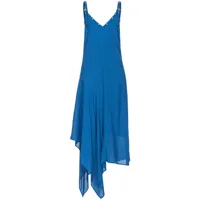 pinko robe asymétrique à détails de clous - bleu