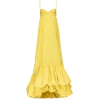 pinko robe longue volantée à col v - jaune