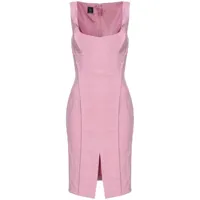 pinko robe courte en lin à encolure carrée - rose
