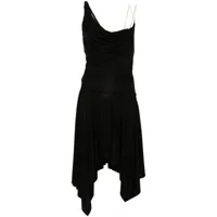 pinko robe mi-longue asymétrique à col bénitier - noir
