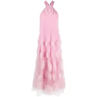 viktor & rolf robe longue en tulle à fleurs - rose