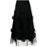 viktor & rolf robe mi-longue à appliques fleur - noir