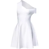 pinko robe courte évasé à une épaule - blanc