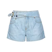 pinko short en jean à logo brodé - bleu