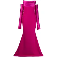 rhea costa robe longue à épaules dénudées - violet