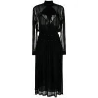 saint laurent pre-owned robe plissée à taille froncée - noir