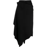 yohji yamamoto jupe drapée à design asymétrique - noir
