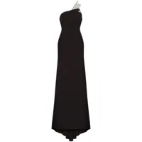 valentino garavani robe longue en soie à une épaule - noir