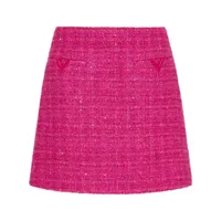 valentino garavani minijupe en tweed à coupe évasée - rose