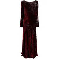 alberta ferretti robe longue plissée en velours - rouge