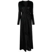 alberta ferretti robe longue drapée à détail de nœud - noir