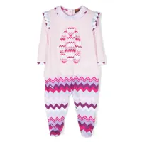 missoni kids pyjama en coton à imprimé zig-zag - rose