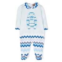 missoni kids pyjama en coton à imprimé zig-zag - bleu