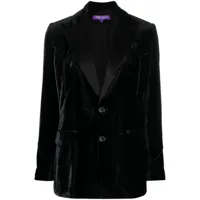 ralph lauren collection blazer en velours côtelé à bords satinés - noir