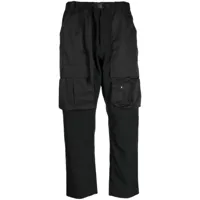 white mountaineering pantalon court à taille élastique - noir