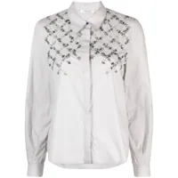 dorothee schumacher chemise en coton à fleurs brodées - gris