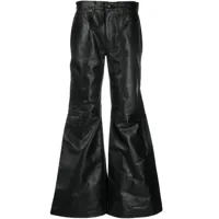 r13 pantalon en cuir à coupe évasée - noir