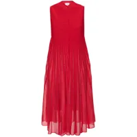 claudie pierlot robe mi-longue en maille à design plissé - rouge