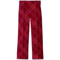 burberry pantalon droit à carreaux - rouge