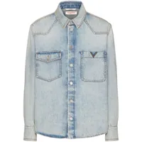 valentino garavani chemise en jean à détails de découpes - bleu