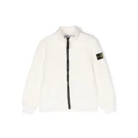 stone island junior veste zippée à patch compass - blanc