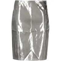 aspesi jupe droite métallisée à taille haute - gris