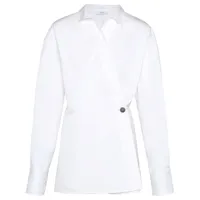 ferragamo chemise en coton à design asymétrique - blanc