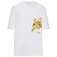 ferragamo t-shirt en coton à imprimé botanique - blanc