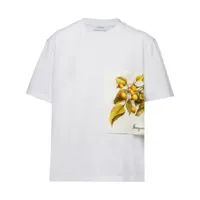 ferragamo t-shirt en coton à imprimé botanique - blanc