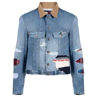 greg lauren x tommy hilfiger veste en jean à design patchwork - bleu