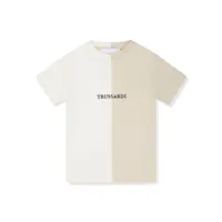 trussardi junior t-shirt en coton à design bicolore - blanc