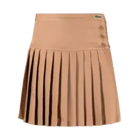 lacoste jupe plissée à logo appliqué - marron