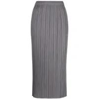 pleats please issey miyake jupe mi-longue à design plissé - gris