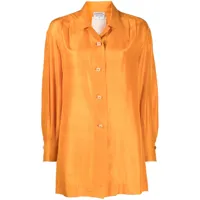 chanel pre-owned chemise en soie à manches longues (1980-1990) - orange